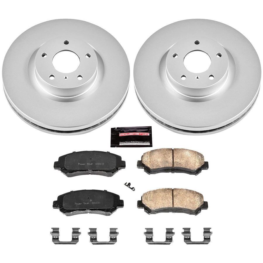 Power Stop Coated Brake Rotor CRK3076 & Ceramic Brake Pads- front For Nissan Maxima 2009-2014, Nissan Maxima 2016-2022 [Model Specific]