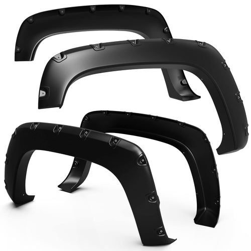 Tyger Auto Fender Flare Compatible with C/K Chevy GMC Pickup/Suburban/Blazer/Yukon/Tahoe 2Dr Fleetside, Smooth Textured Black Paintable Bolt-Riveted Style 4pc | TG-FF8C4088