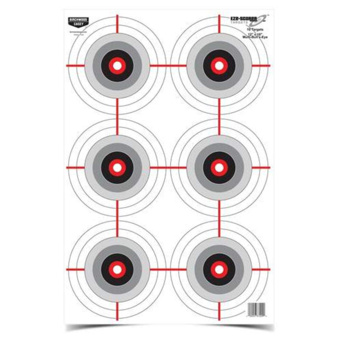 12" x 18" Birchwood Casey Eze-Scorer Multiple Bull's-Eye Shoot-Up Brilliant White Paper Targets for Indoor and Outdoor Use, 10 Targets