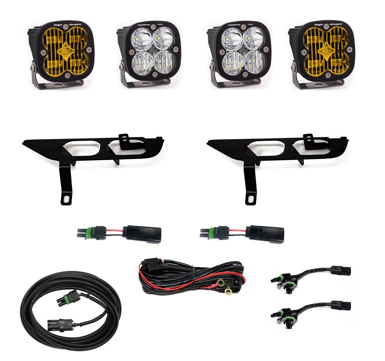 Squadron Baja Designs SAE/Pro Fog Pocket Kit - (Multi-Pattern; Amber; Toggle Wiring)