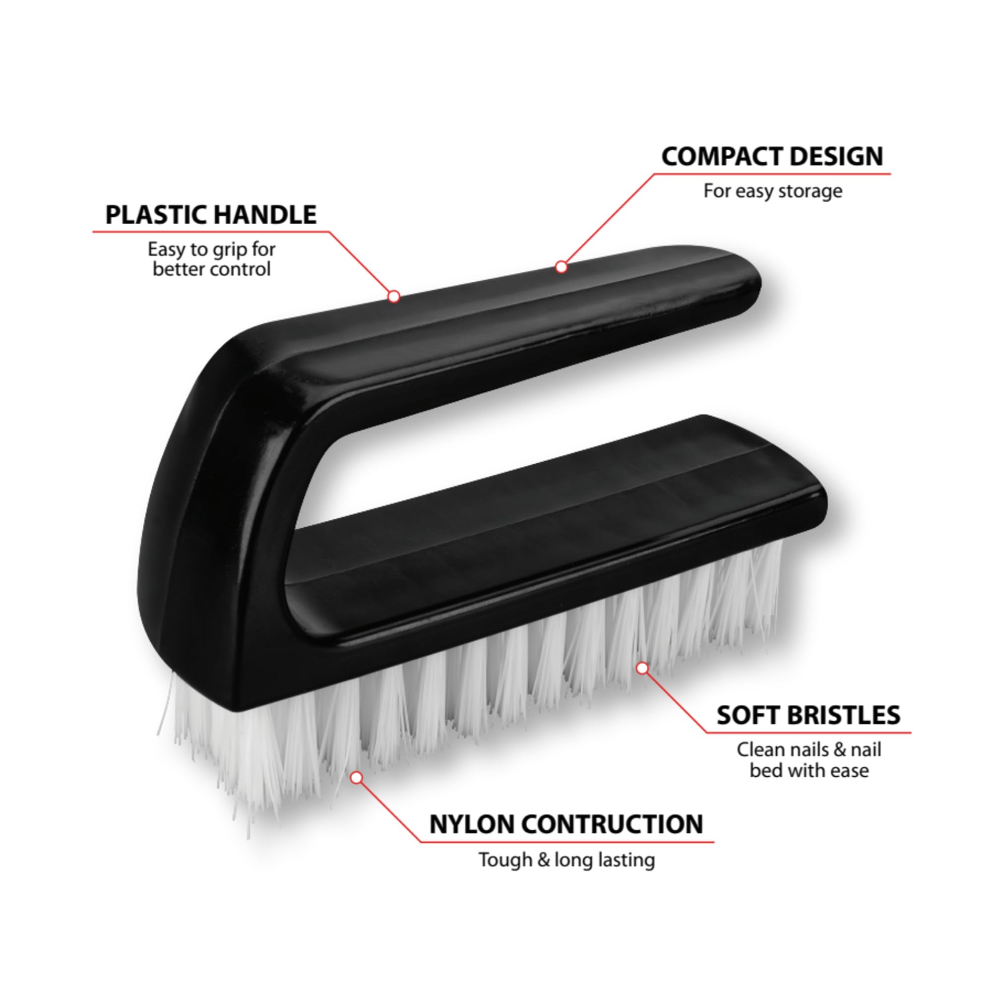 W3229 Performance Tool Handle Grip Finger Nail Brush