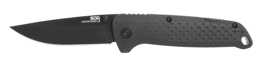 SOG LB Adventurer 3" Lightweight Portable Outdoor Folding Knife | CRYO 5CR15MOV Steel | GRN Handle | Lock-Back Mechanism, Blackout, Blister Pack