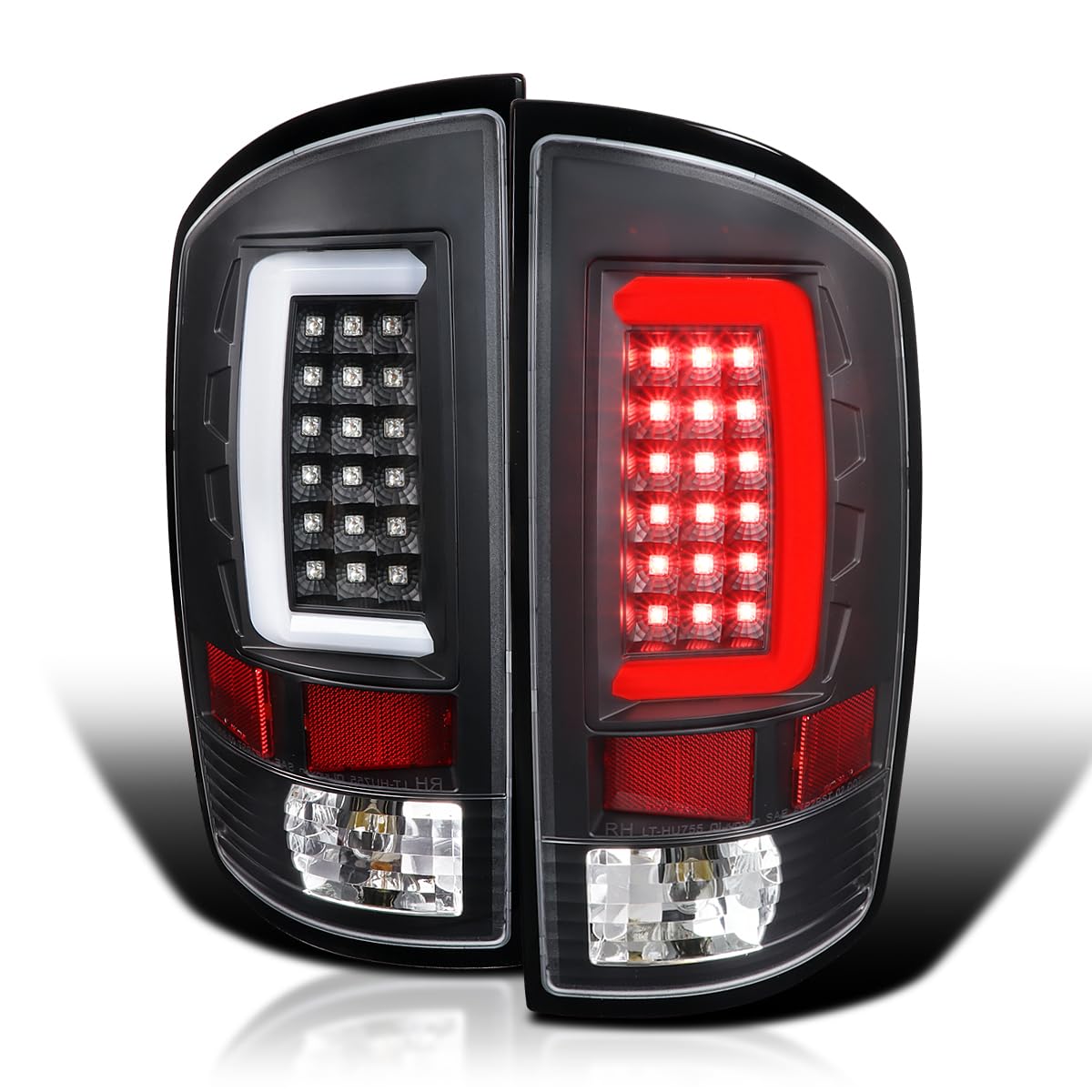 Black LED Bar Tail Lights SPEC-D TUNING Compatible with 2002-2006 Dodge Ram 1500/2500/3500, Left + Right Pair Assembly