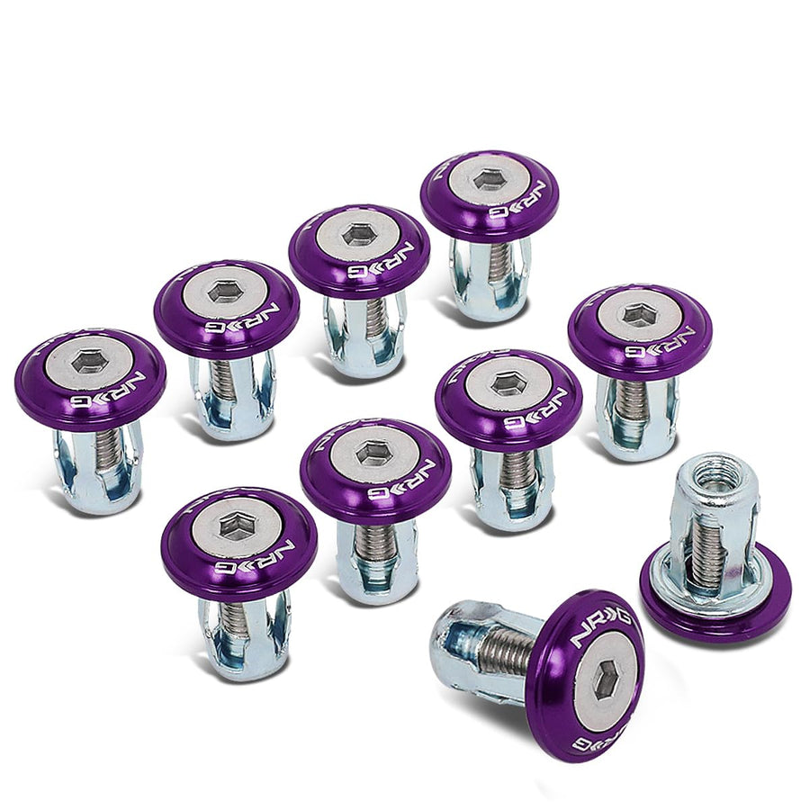 Purple NRG Innovations FW-100PP Fender Washer Kit, Set of 10 (Rivets for Plastic)