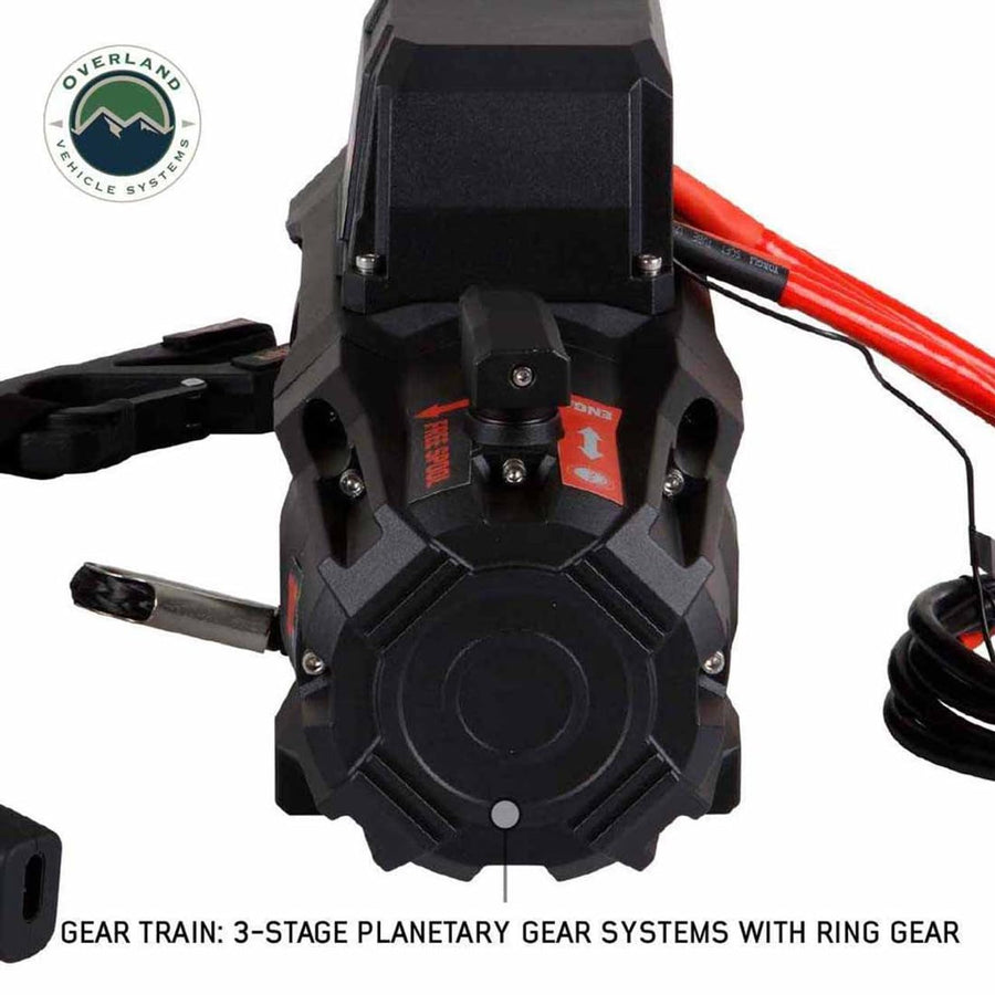 Scar Off Road Overland Vehicle Systems 19099901 12V Electric Winch with Synthetic Rope & Wireless Remote - 10,000 lb Pulling Capacity - Waterproof IP68 Rated - Perfect for Off-Road Recovery