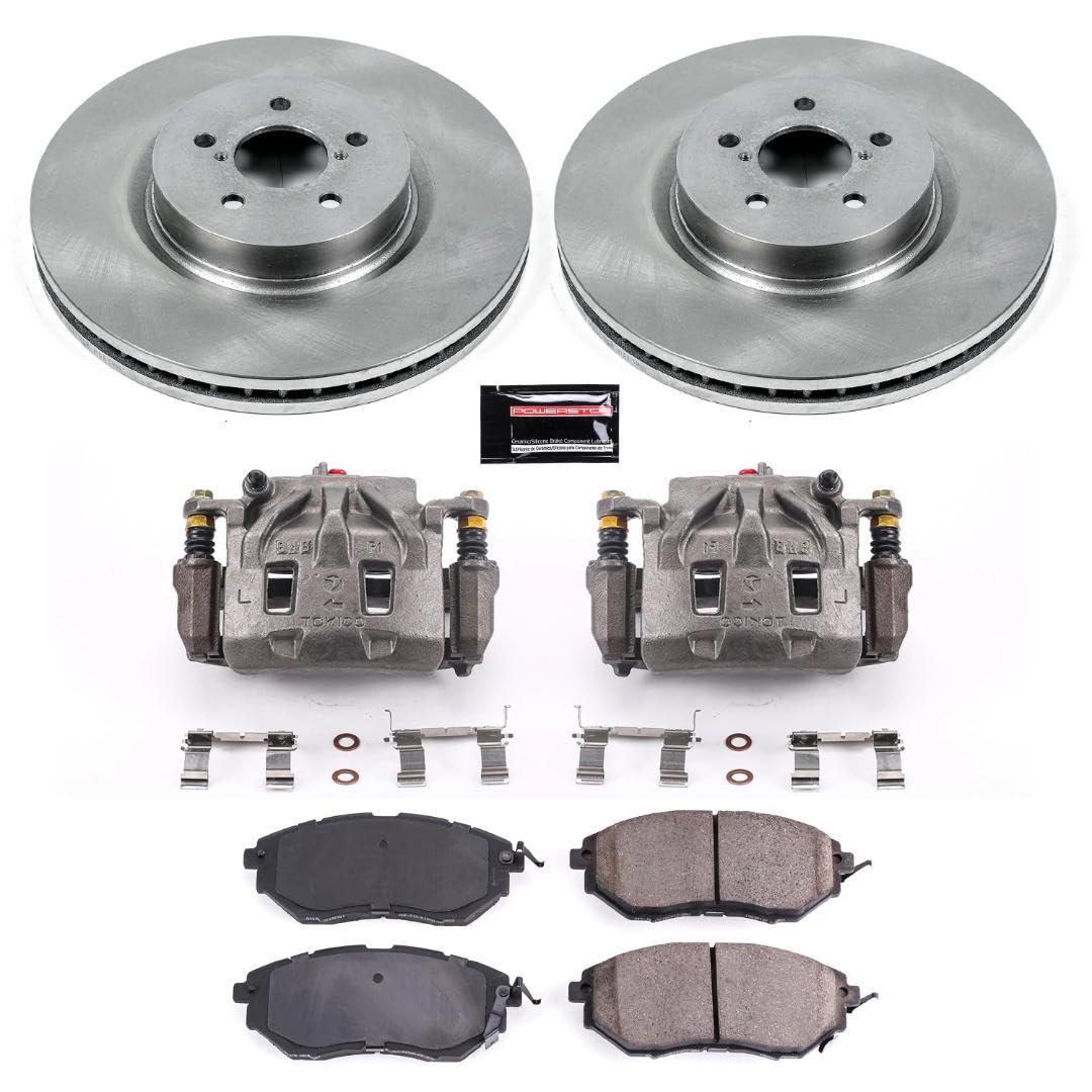 Power Stop KCOE285 Replacement Autospeciality Front Caliper Kit- OE Rotors, Ceramic Brake Pads, Calipers For Subaru Forester, Subaru Legacy, Subaru Outback [Model Specific]