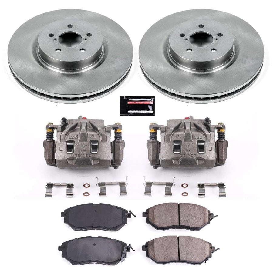 Power Stop KCOE285 Replacement Autospeciality Front Caliper Kit- OE Rotors, Ceramic Brake Pads, Calipers For Subaru Forester, Subaru Legacy, Subaru Outback [Model Specific]