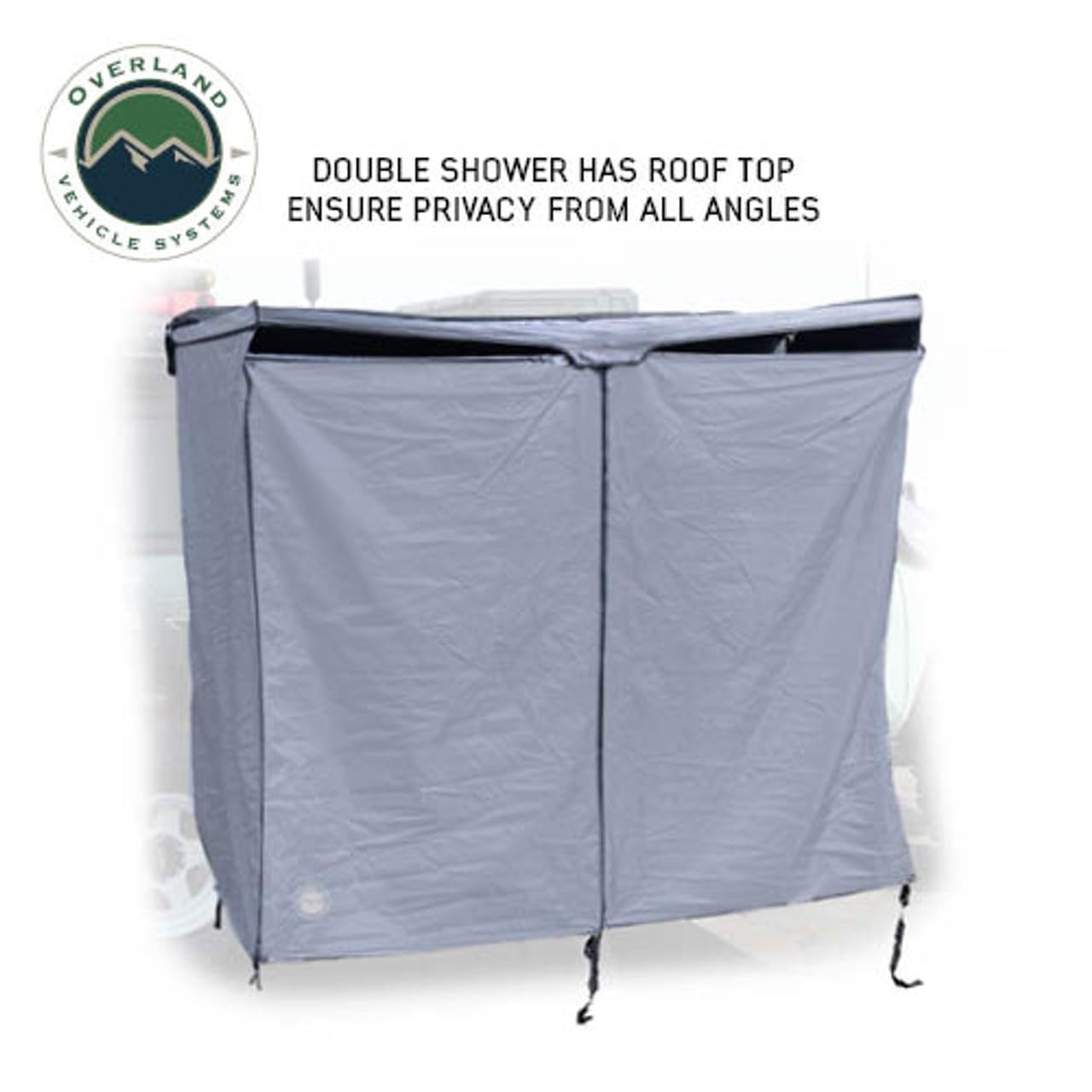 Overland Vehicle Systems Nomadic HD Shower & Privacy Room with Roof - Double Person Quick Deploying - 420D Oxford Rip Stop Fabric - for Car, Truck, SUV, and Trailer - Universal Fitment