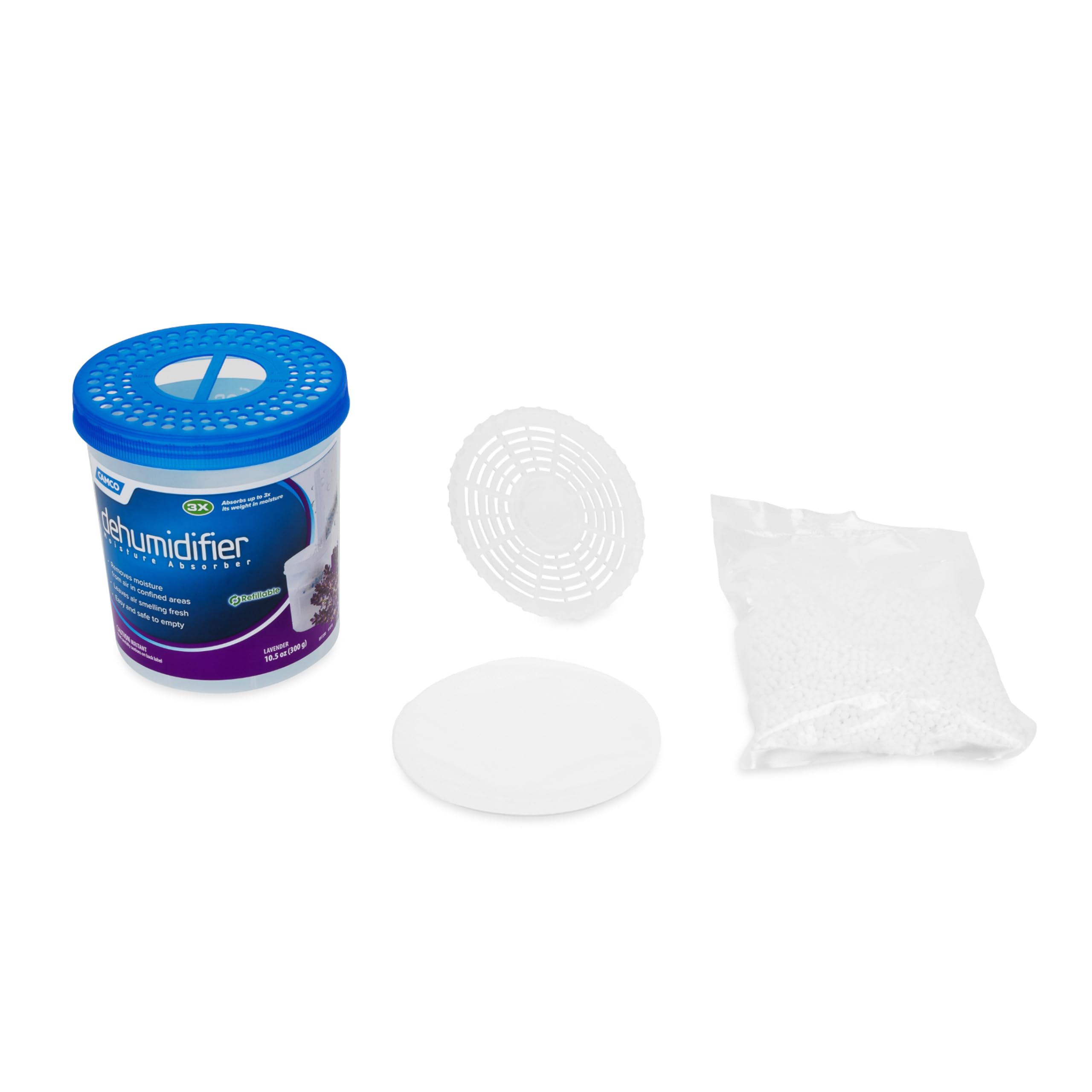 Camco Moisture Absorber Dehumidifier - Absorbs Up to 3x Its Weight in Water, Reduces Moisture and Humidity in Offices, Closets, Bathrooms, Kitchens, Boats, RVs and More – Refillable (44280)