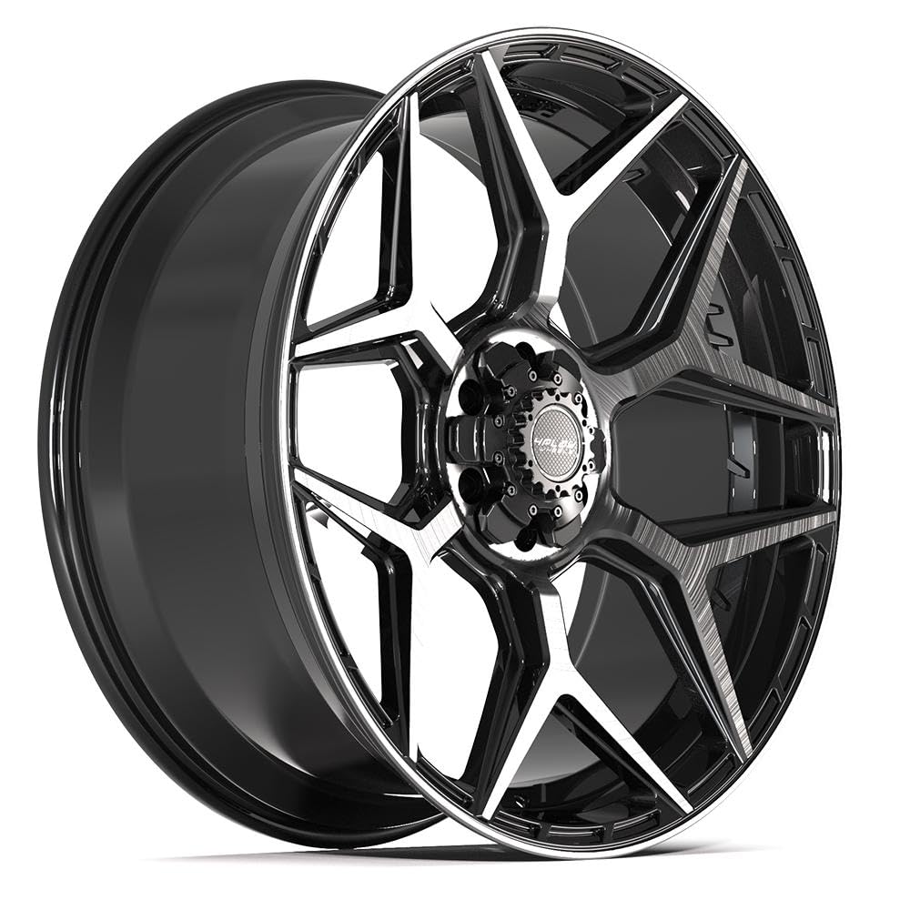 4PLAY 24 Inch Wheels 4P06 Rim Fits 6x135 & 6x139.7 24x10 Gloss Black Brushed with Tinted Clear (1)