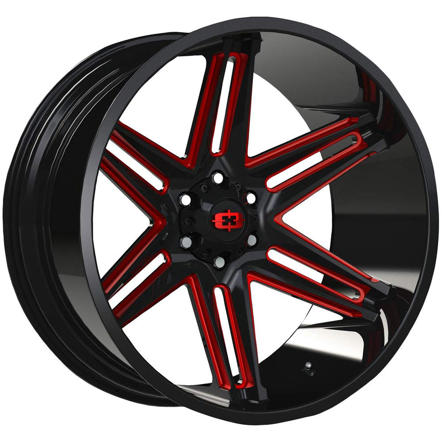 22x10 Vision 363 Razor 5x5" -19mm Black/Red Wheel Rim 22" Inch