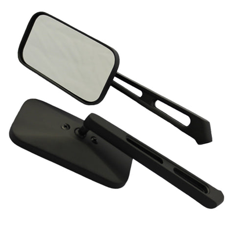 Black Motorcycle CIPA Rectangle Classic Mirror Kit 01943