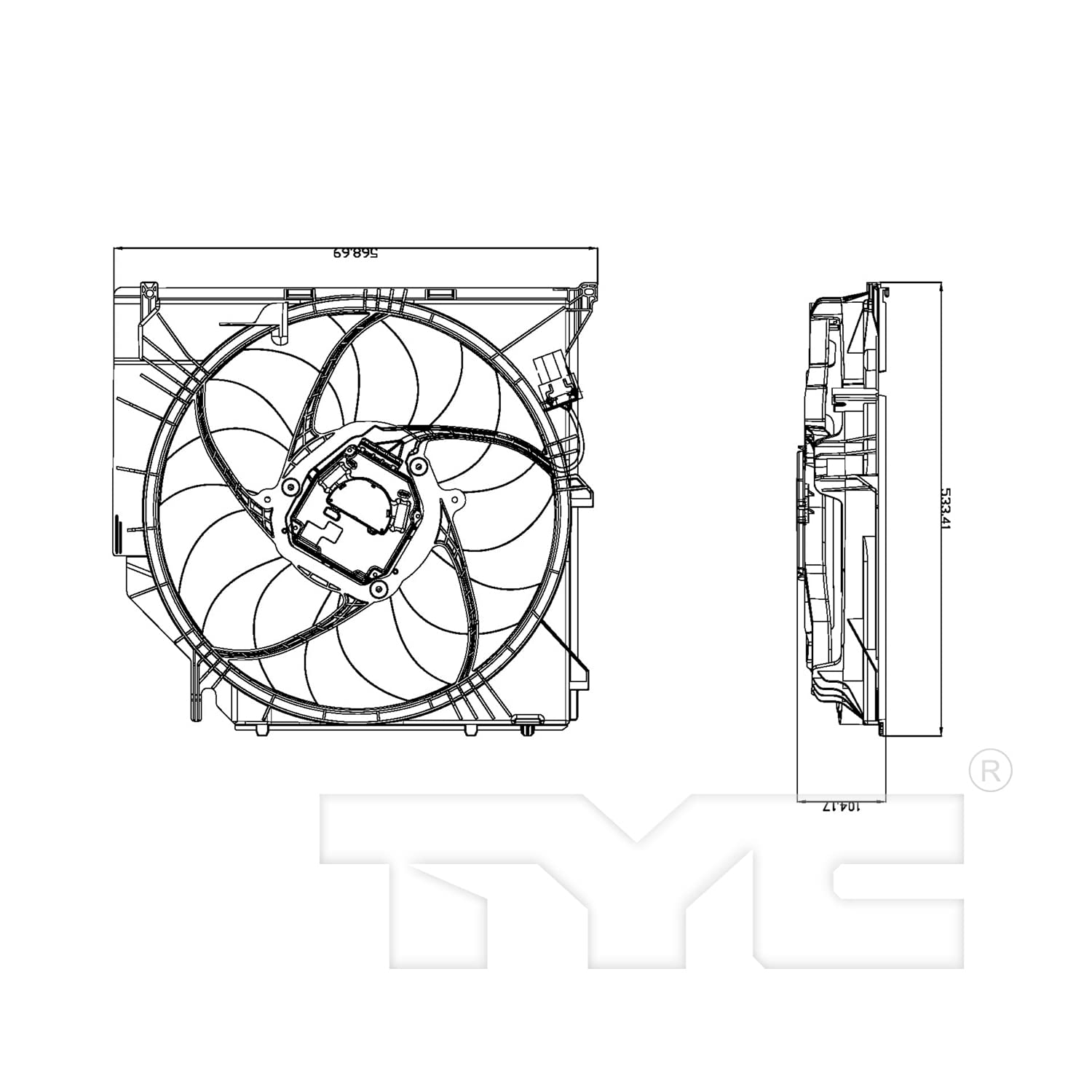 Cooling Fan Assembly TYC 624230 Compatible with 2004-2010 BMW X3