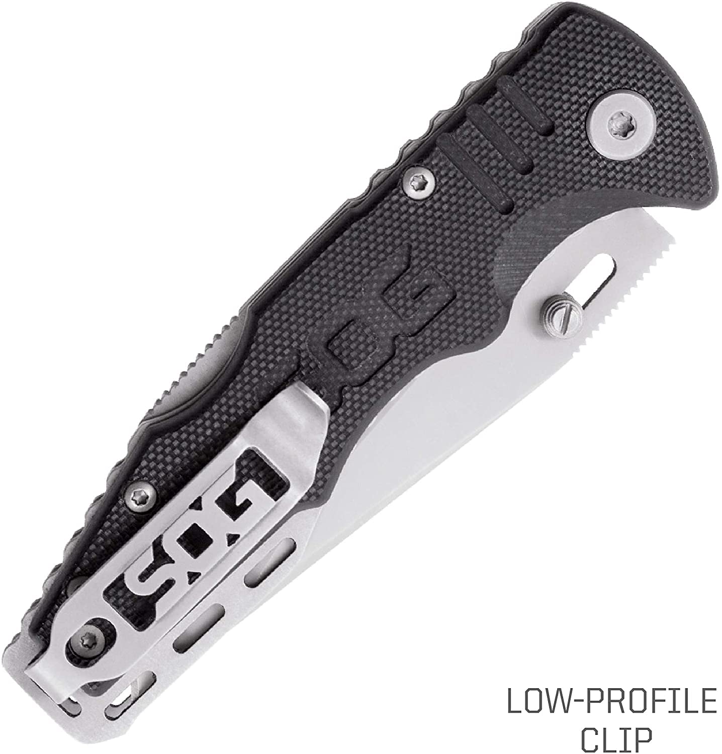 SOG Mini Salute Tactical Knife- EDC Folding Pocket Knife with 3.1 Inch Blade, Adjustable Thumb Stud and Low Carry Bayonet Clip, Bead Blasted (FF1001-CP)
