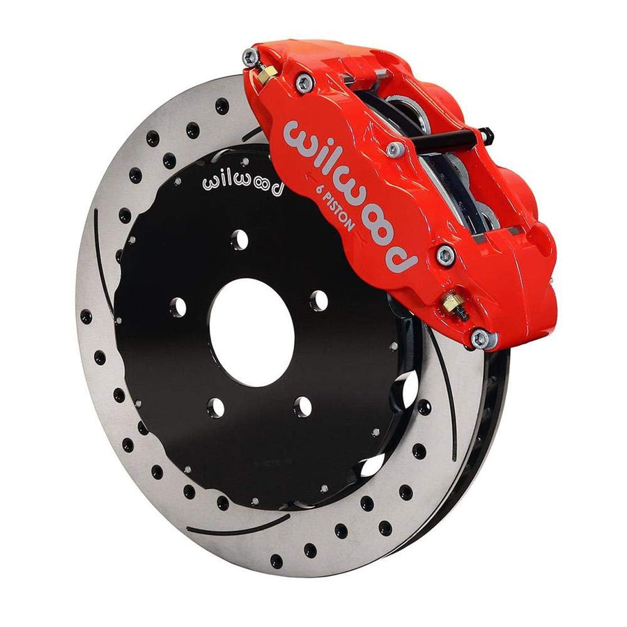 WILWOOD Front Hat Kit,140-9190-DR FNSL6R,13.06", Drill, Red Nissan 350Z/Infiniti G35