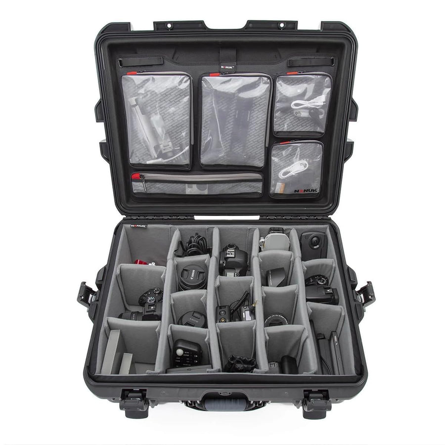 Waterproof Nanuk 945 Hard Case with Lid Organizer and Padded Divider - Black