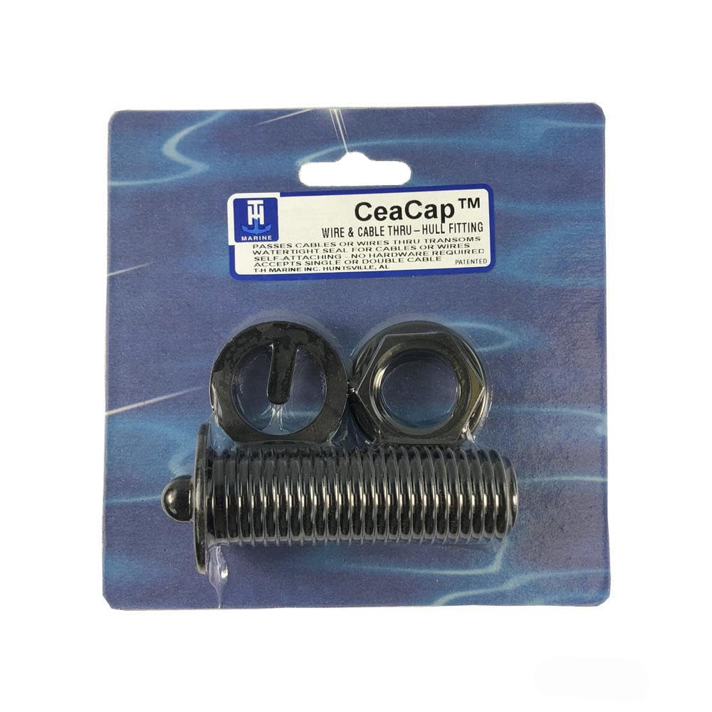 CeaCap T-H Marine Supplies Bulkhead Pass Thru Fitting - 9/32" Slot, 1" Hole, 1.5" Flange - Black