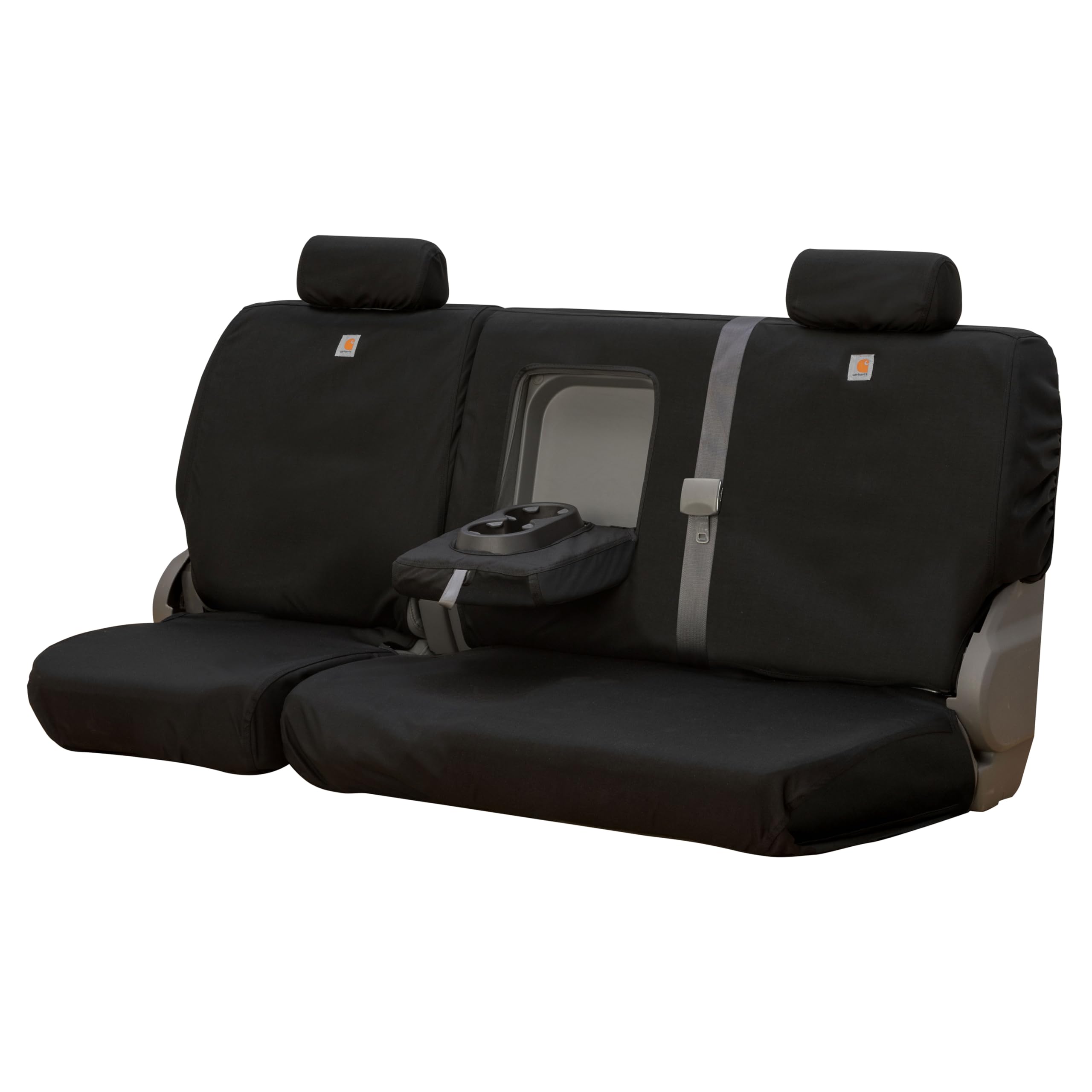 Covercraft Super Dux Carhartt SeatSaver Custom Seat Covers | Fits 2022-2023 Ford Bronco Sport with Console Vault | 2nd Row 60/40 Bench Seat, Super Dux Black