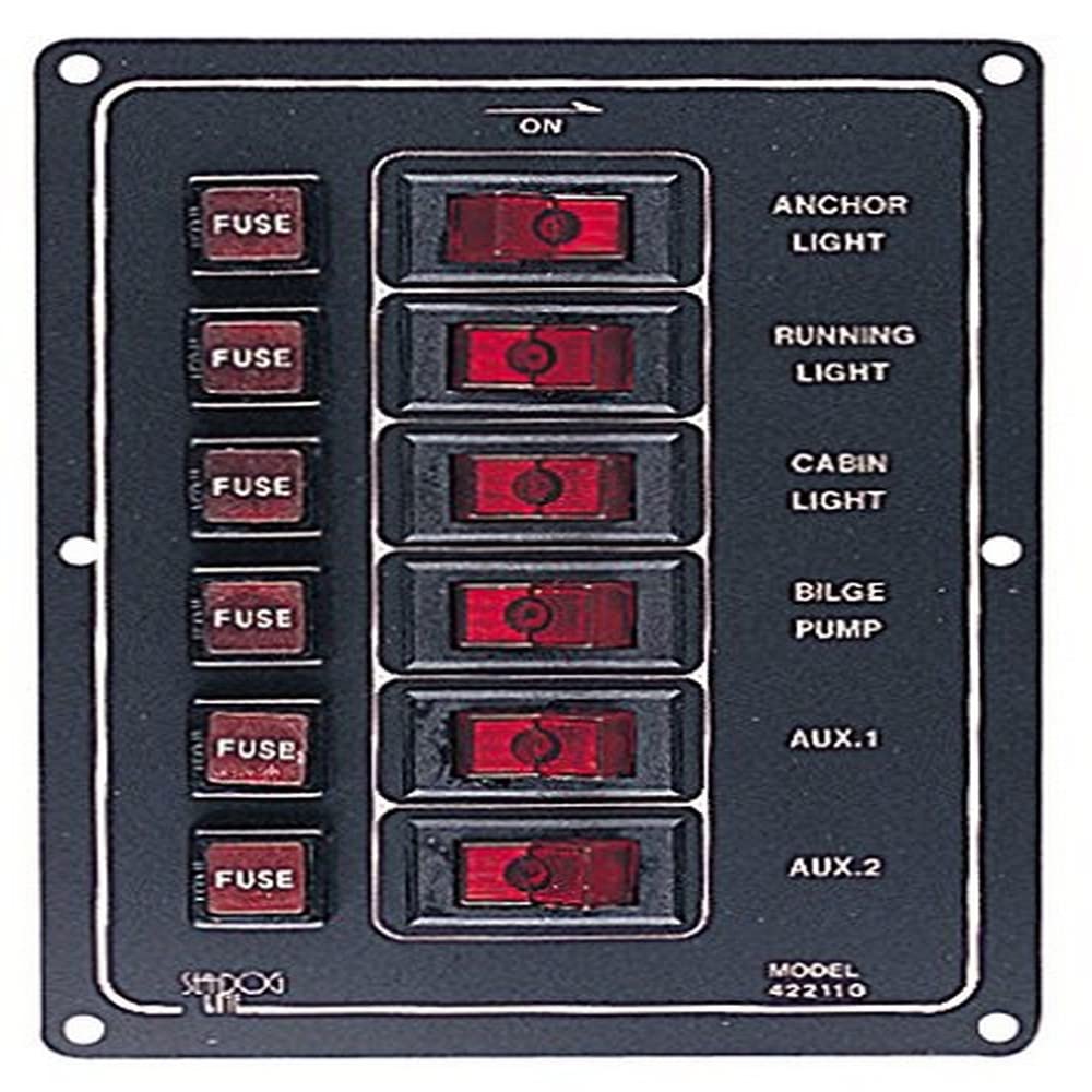 Vertical Sea-Dog 422110-1 Aluminum DC Switch Panel, 6 switches