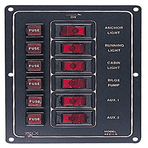 Vertical Sea-Dog 422110-1 Aluminum DC Switch Panel, 6 switches