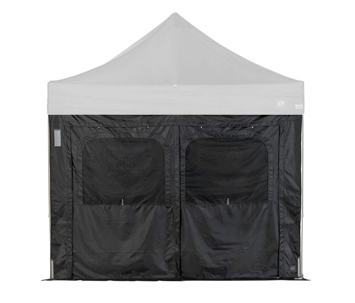 E-Z UP PRO Sidewall Single Utility, Fits 10' Straight Leg, Includes Ground Flap, Double Doors and Roll-Up Screened Windows, Black