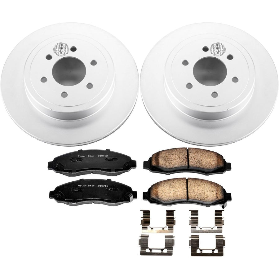 Coated Brake Rotor and Ceramic Brake Pads Power Stop CRK2187- Front For Dodge Dakota 2003-2004 [Vehicle Specific]