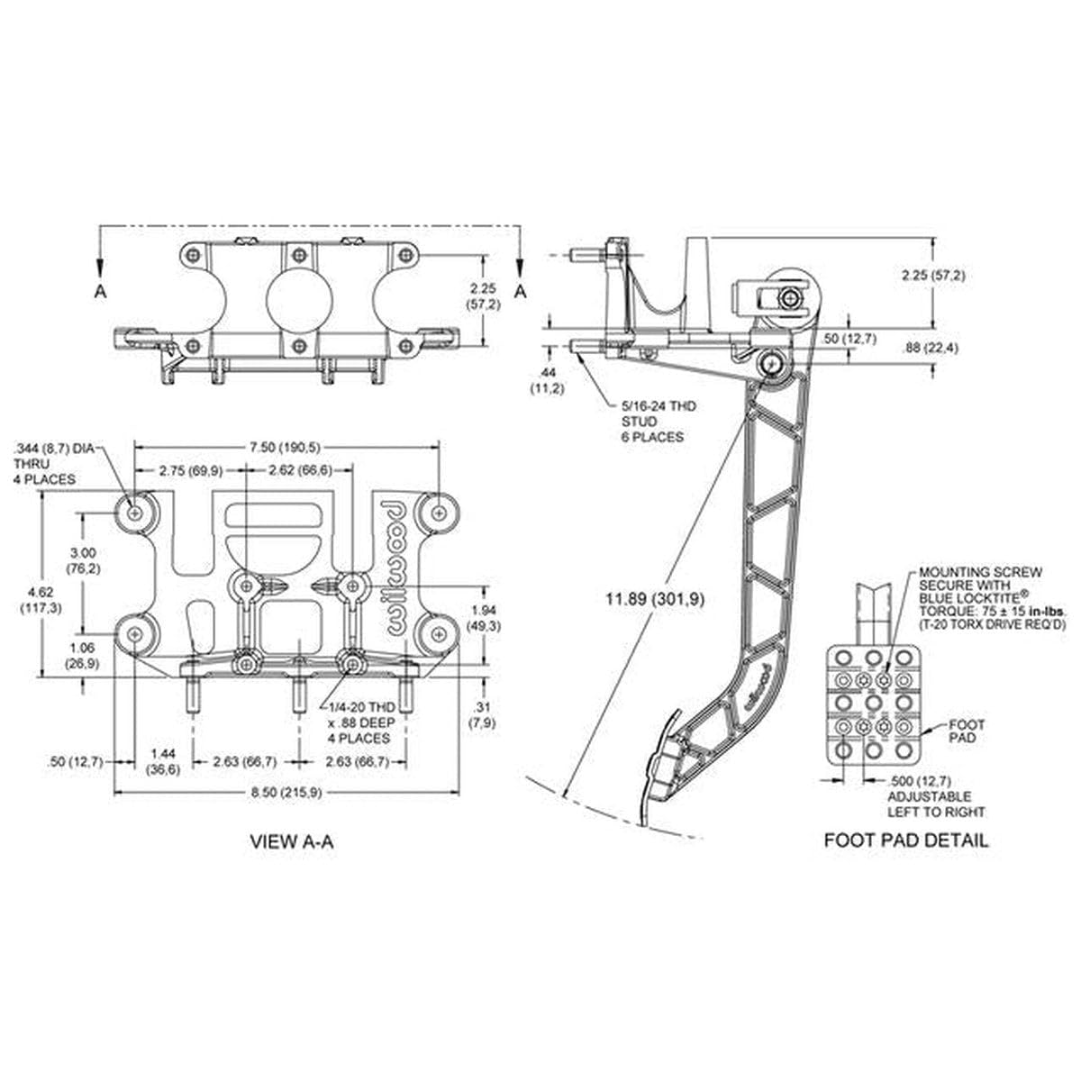 Break Pedal Assembly WILWOOD 34011299