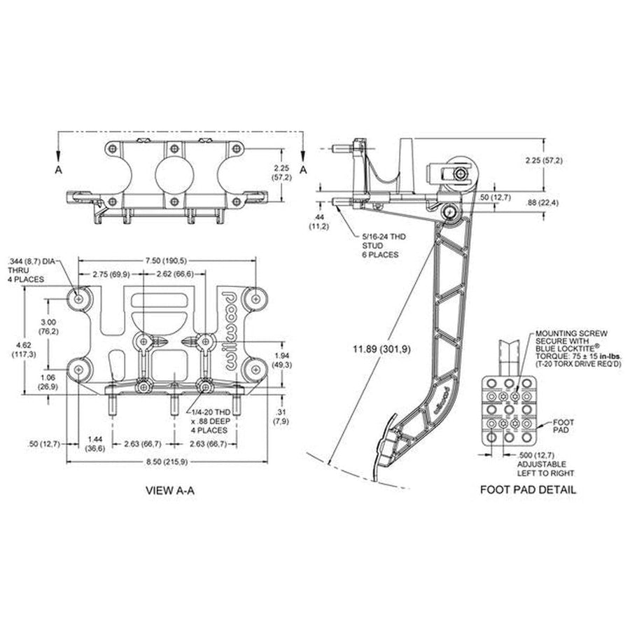 Break Pedal Assembly WILWOOD 34011299