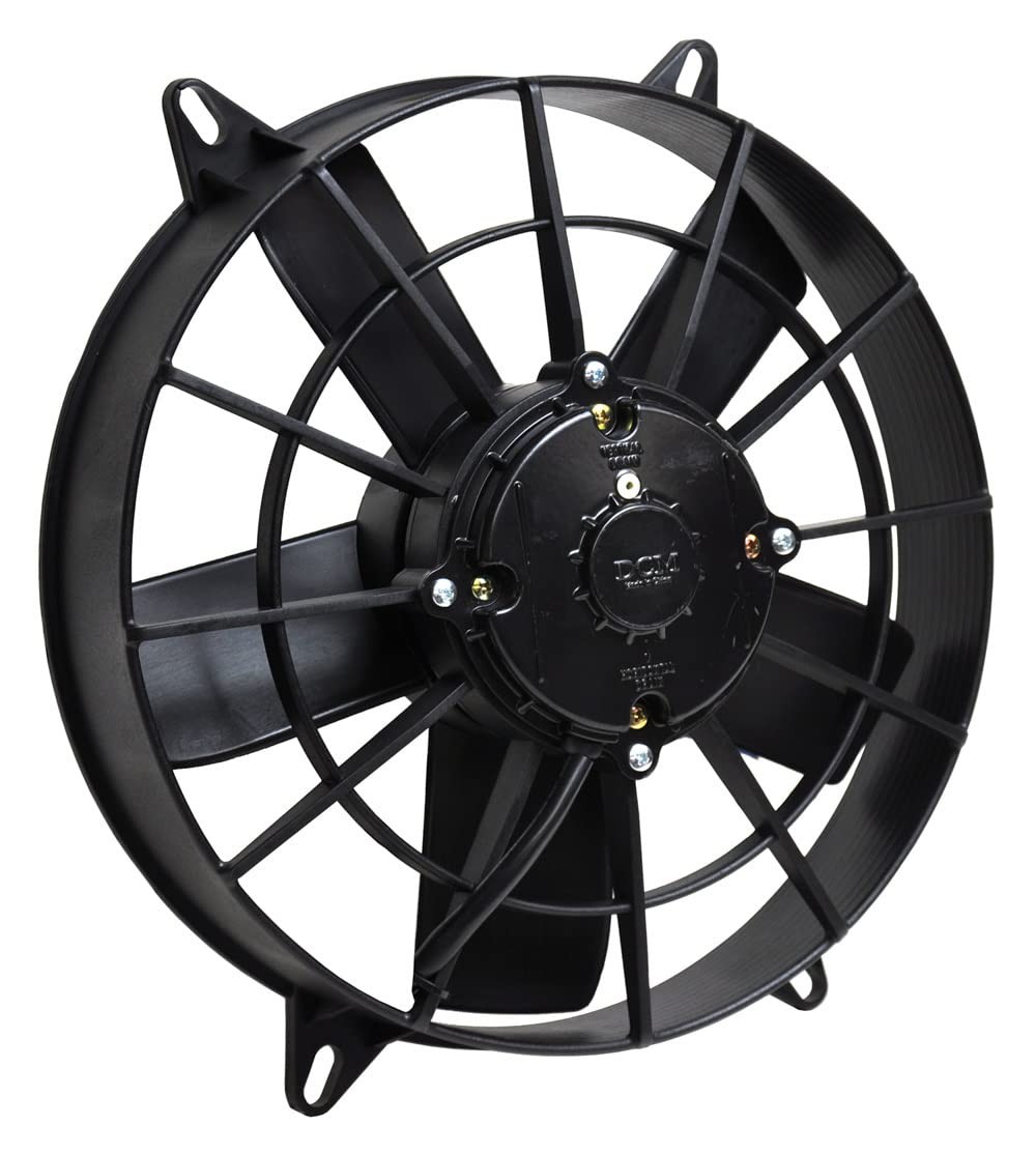 DERALE High Output Electric Cooling Fan, 11 in Fan, Puller, 1380 CFM, 12V, Curved Blade, 12 x 12.313 in, 2.25 in Thick, Install Kit, Plastic, Kit