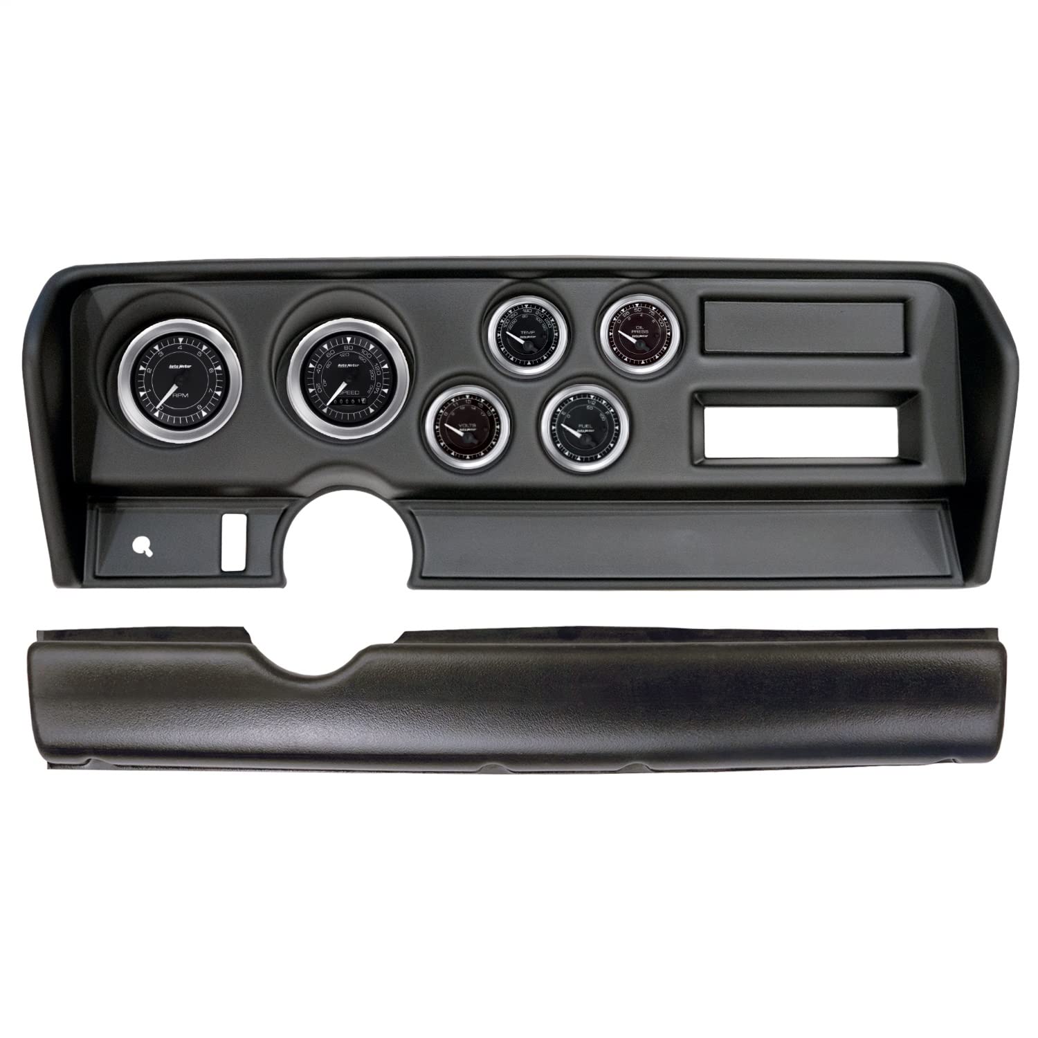 AutoMeter Dash Kit Direct Fit, (3 3/8" X2, 2 1/16" X4), Pontiac GTO No Ac 70-72, Chrono (2914-04)