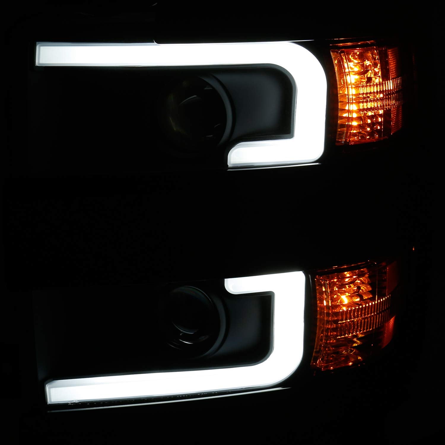 CHEVY SILVERADO 2500HD,3500HD AnzoUSA 15-19 PROJECTOR SWITCHBACK HEADLIGHT BLACK w/AMBER (BLACK RIM