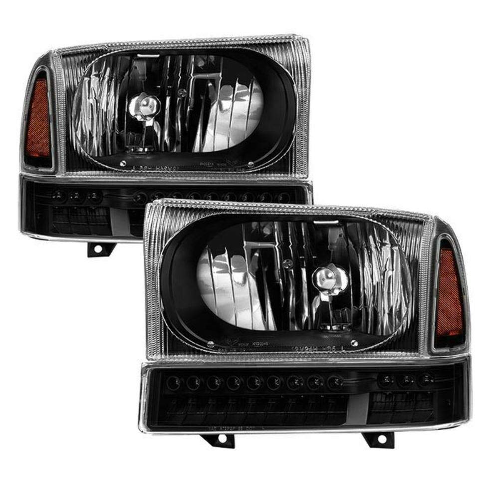 Headlight Xtune HD-JH-FF25099-SET-LED-BK (Ford F250 F350 F450 Superduty Excursion 99-04 OEM Style s With Full LED Bumper Lights - Black)