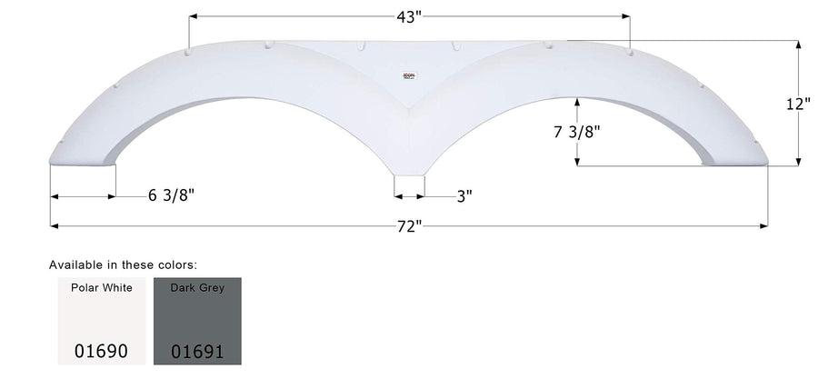 Tandem Axle Fender Skirt ICON 01690 FS790 for Dutchmen - Polar White