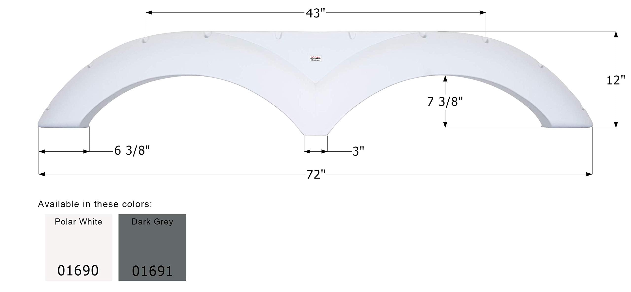 Tandem Axle Fender Skirt ICON 01691 FS790 for Dutchmen - Dark Gray