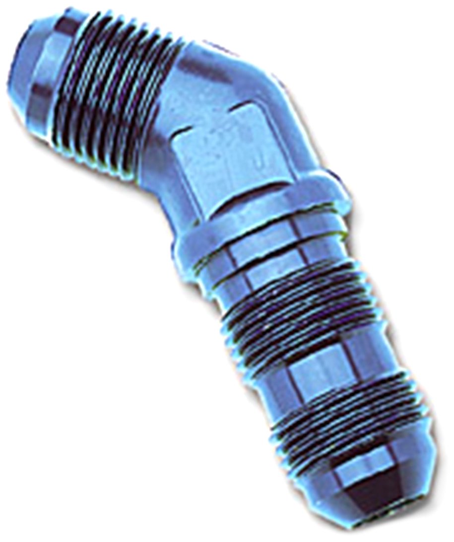 Blue Anodized Aluminum Edelbrock/Russell -6AN 45-Degree Bulkhead Adapter Fitting 661390