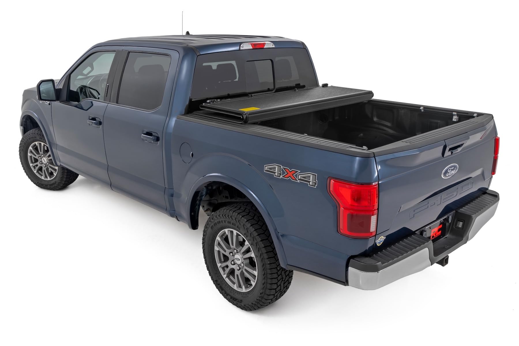 Hard Tri-Fold Tonneau Cover Rough Country for Ford F-150 (2015-2020) - Low-Profile Aluminum Truck Bed Cover, Fits 5'7 Bed (67.1")