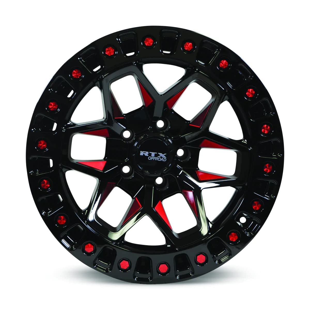 Custom RTX ZION Wheel - 17x9, -15 Offset, 5x127 Bolt Pattern, 71.5mm Hub - Black with Milled Red Accents Rim
