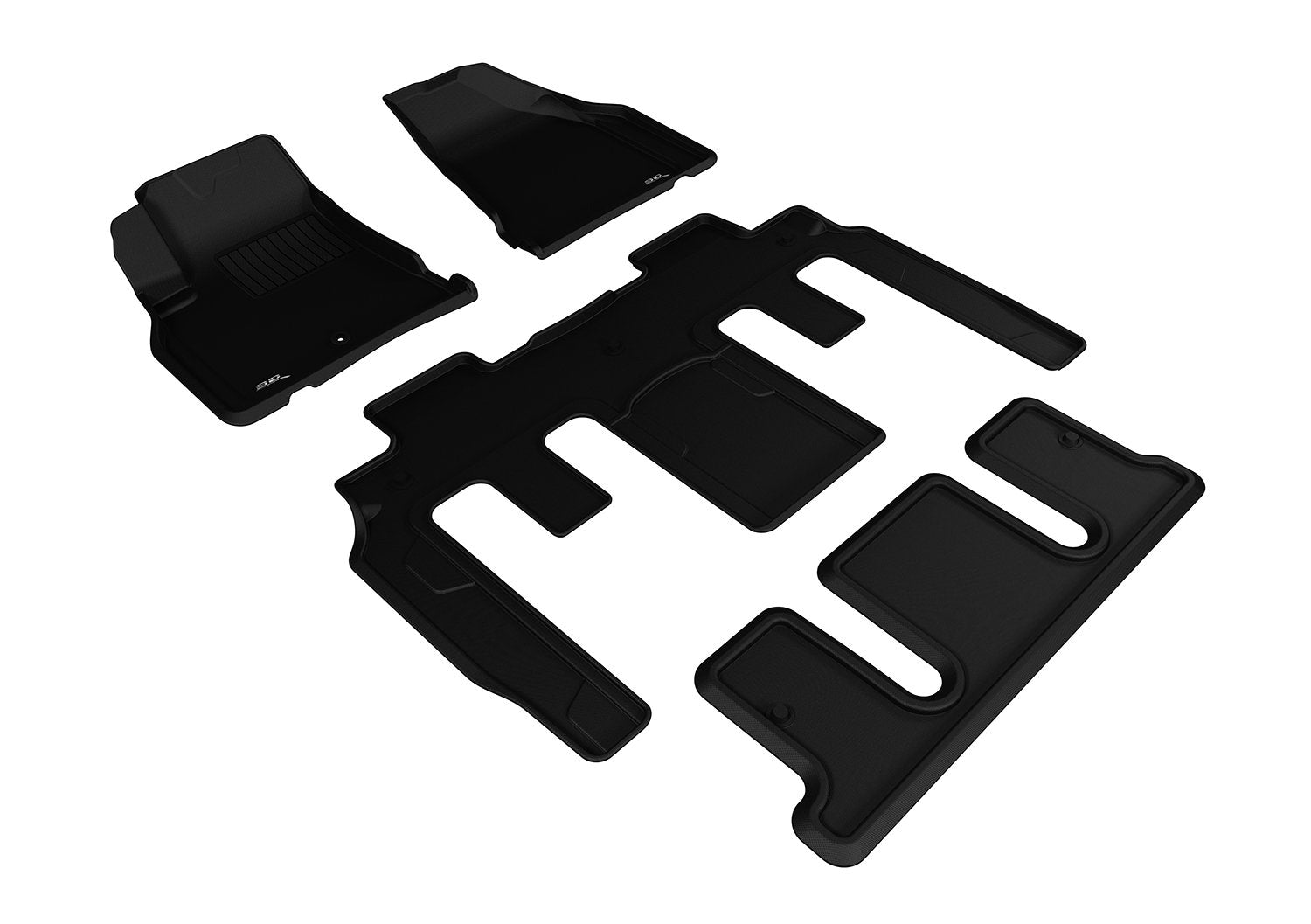 Complete Set 3D MAXpider Custom Fit All-Weather Floor Mat for Select Chevrolet Traverse Models - Kagu Rubber (Black)