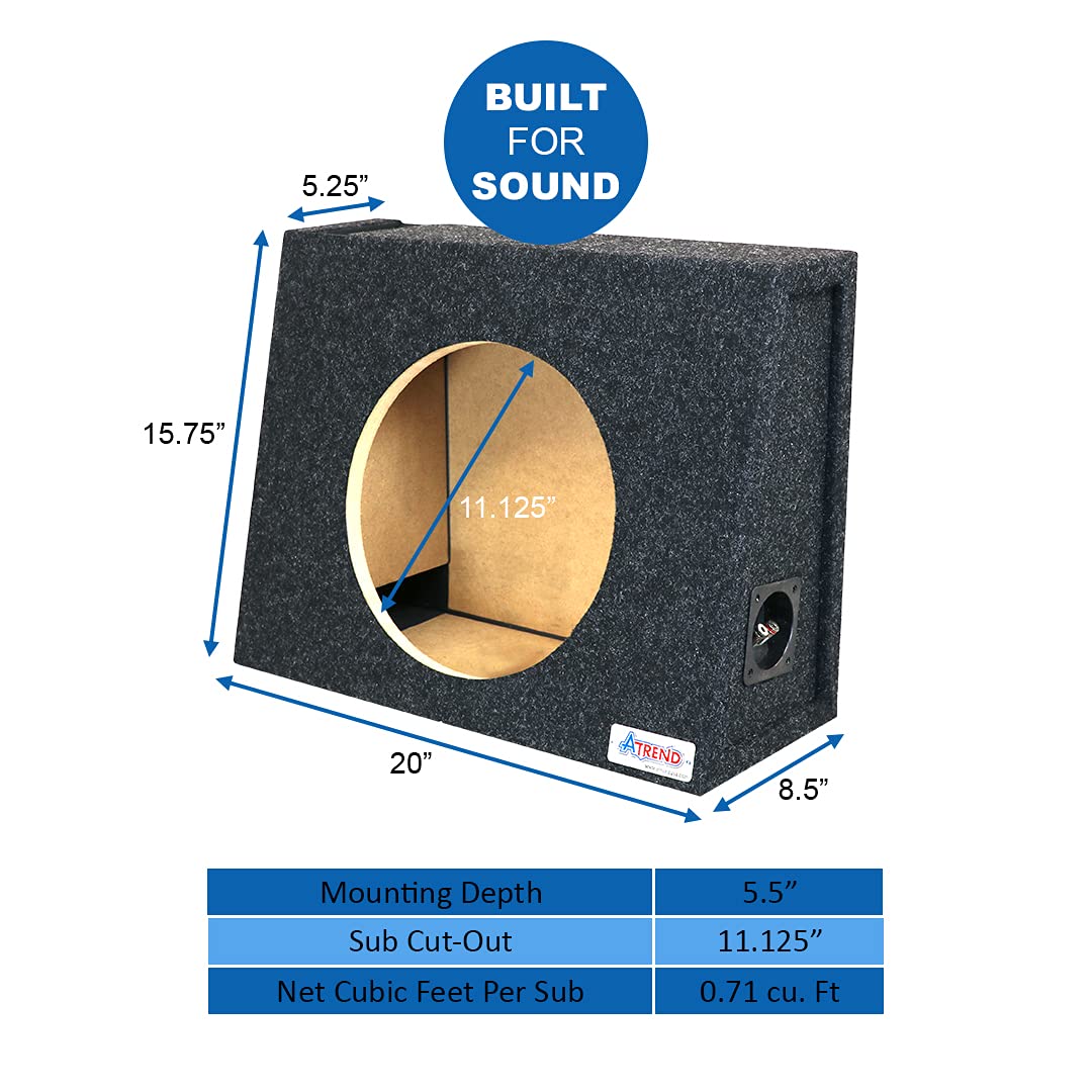 Single Vented Bbox 12 Inch Subwoofer Box - Universal Wedge Truck Enclosure - Premium Subwoofer Box Improves Audio Quality, Sound & Bass - Car Subwoofer Boxes & Enclosures with Nickel Finish Terminals