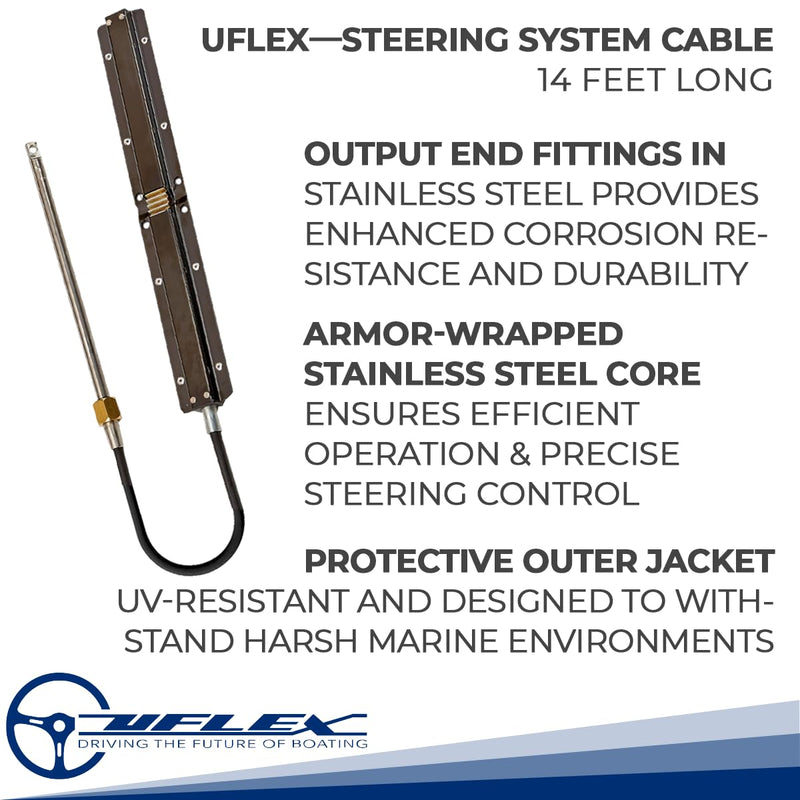 14' Uflex M86X14 Rack Replacement Steering Cable Assembly
