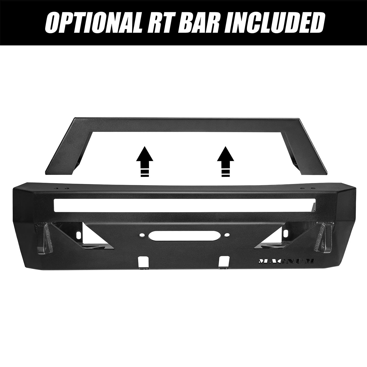 Front Magnum Bumper Winch RT Style Guard Black Compatible with Select 2014-2024 4Runner