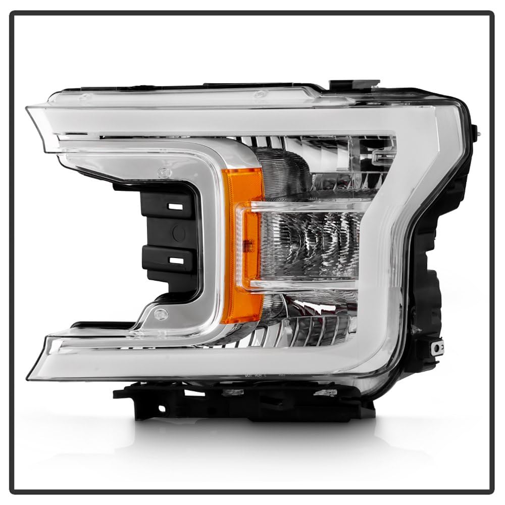 Ford F150 Spyder (xTune) 18-20 (XL XLT Lariat Model) w/LED DRL Halogen Headlight - Low Beam-H11(Included) ; High Beam-HB3(Included) ; Signal-7444NA(Included) - Chrome