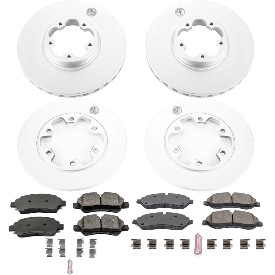 Power Stop CRK7234 Brake Rotor Coated and Ceramic Brake Pads- Front & Rear For Ford Transit-350 HD 2015-2019 [Model Specific]