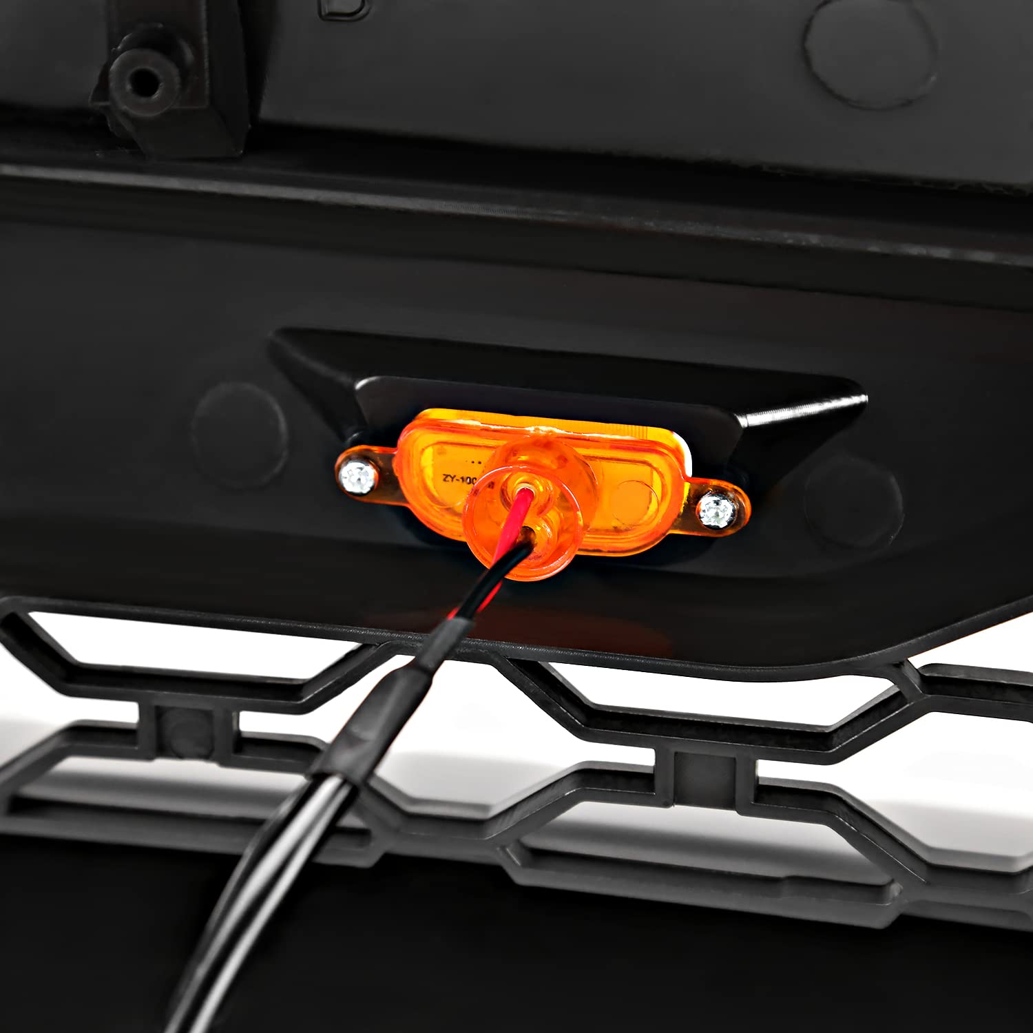 Matte Black Spec-D Tuning Front Bumper Hood Grille w/Amber LED Lights Compatible with 2010-2018 Dodge Ram 2500 3500 Truck