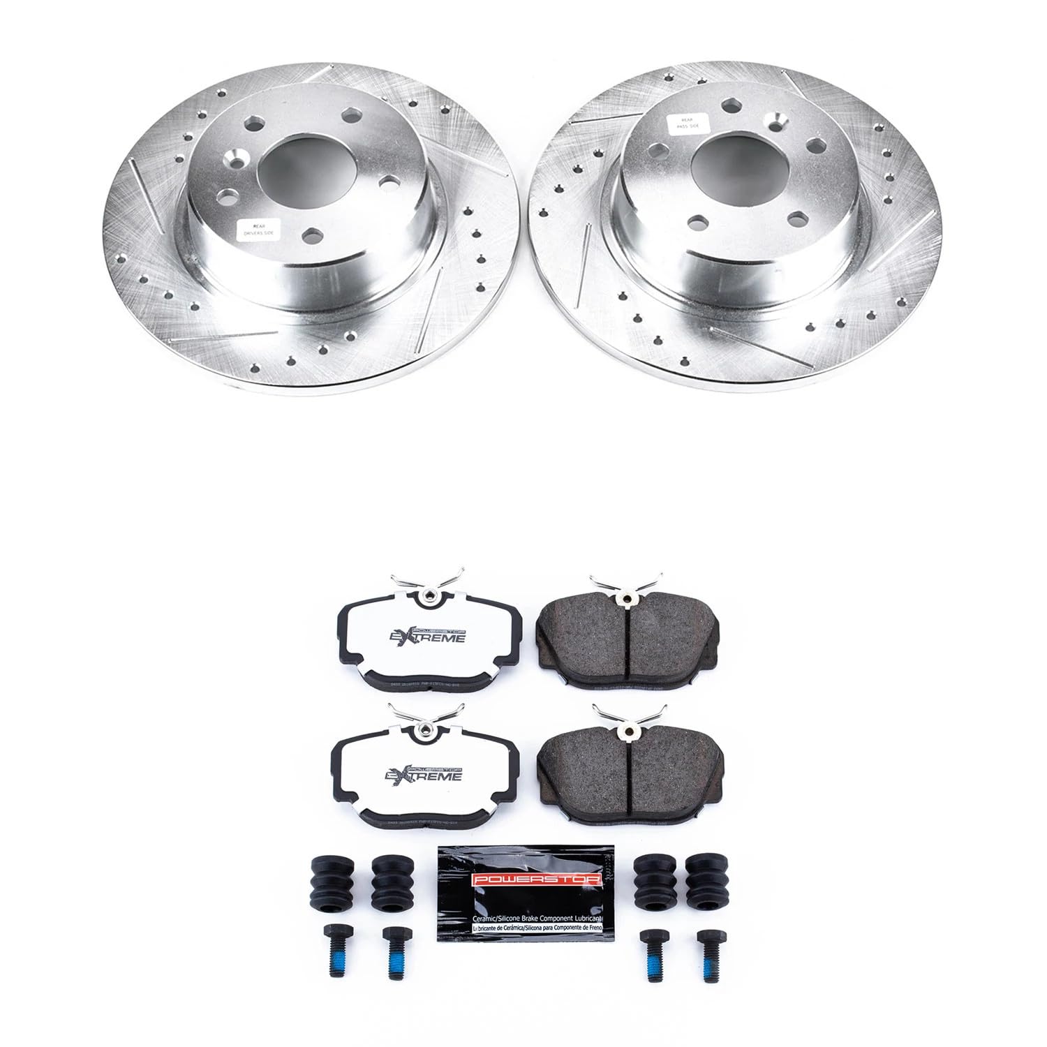 Power Stop Z36 Truck & Tow KC6152-36 Rear Caliper Kit-Rotors, Carbon Ceramic Brake Pads, Calipers For Land Rover Discovery 1999-2004 [Model Specific]
