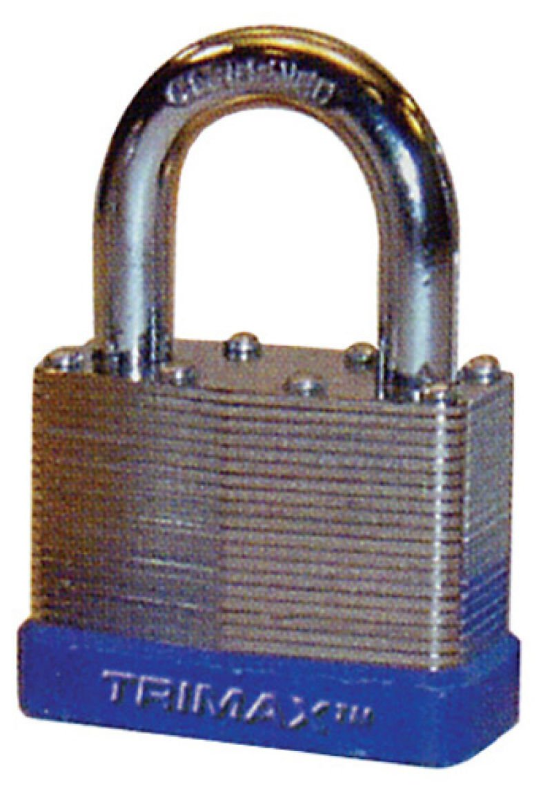 Trimax Dual Locking TLM1125 50 mm Solid Steel Laminated Padlock with 1-1/8" x 5/16" Dia. Shackle
