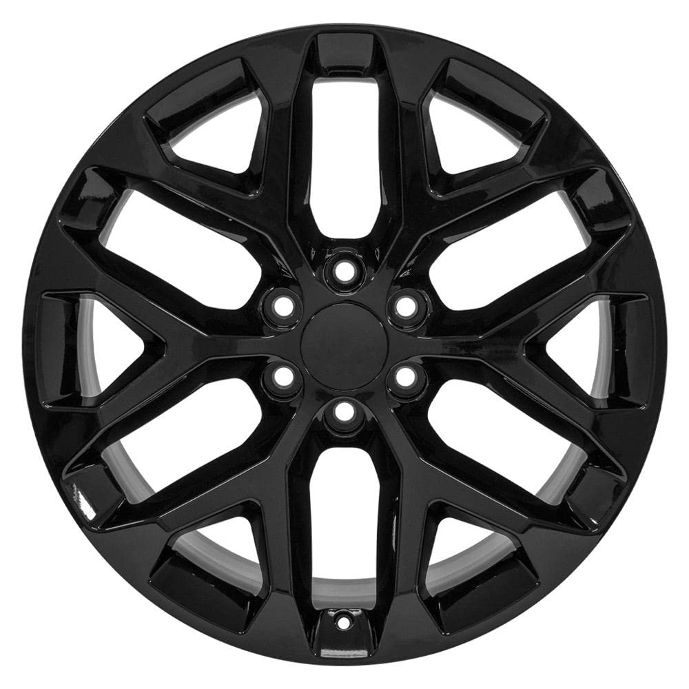 22x9 OE Wheels CV98B Snowflake Wheels - Gloss Black 22 Inch Rims, 6x139.7 Wheels - Optional TPMS & 285/45R22 Tires and Rims Packages - Fits GM Trucks & SUVs (Single Rim)