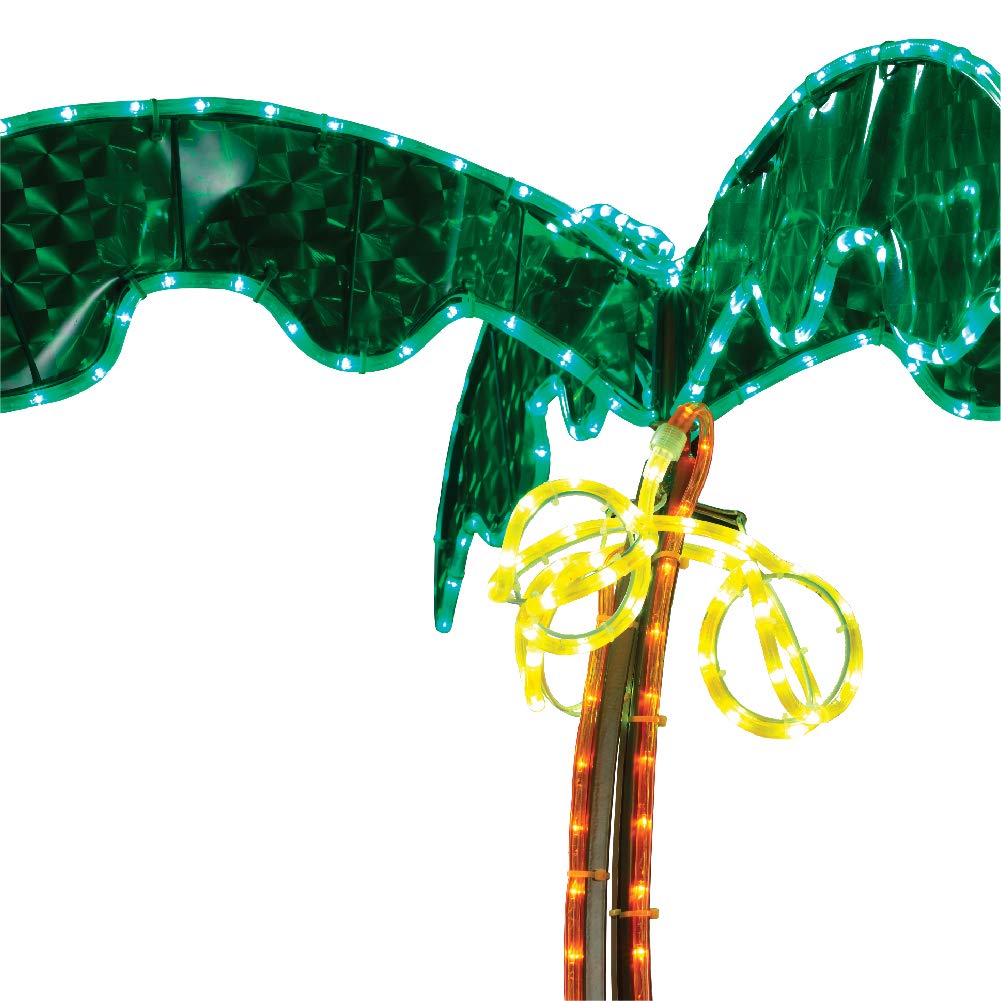 LongLife Green 7-Feet Decorative Palm Tree Light - with Coconuts Super Bright LED Rope Light for Indoor and Outdoor Use