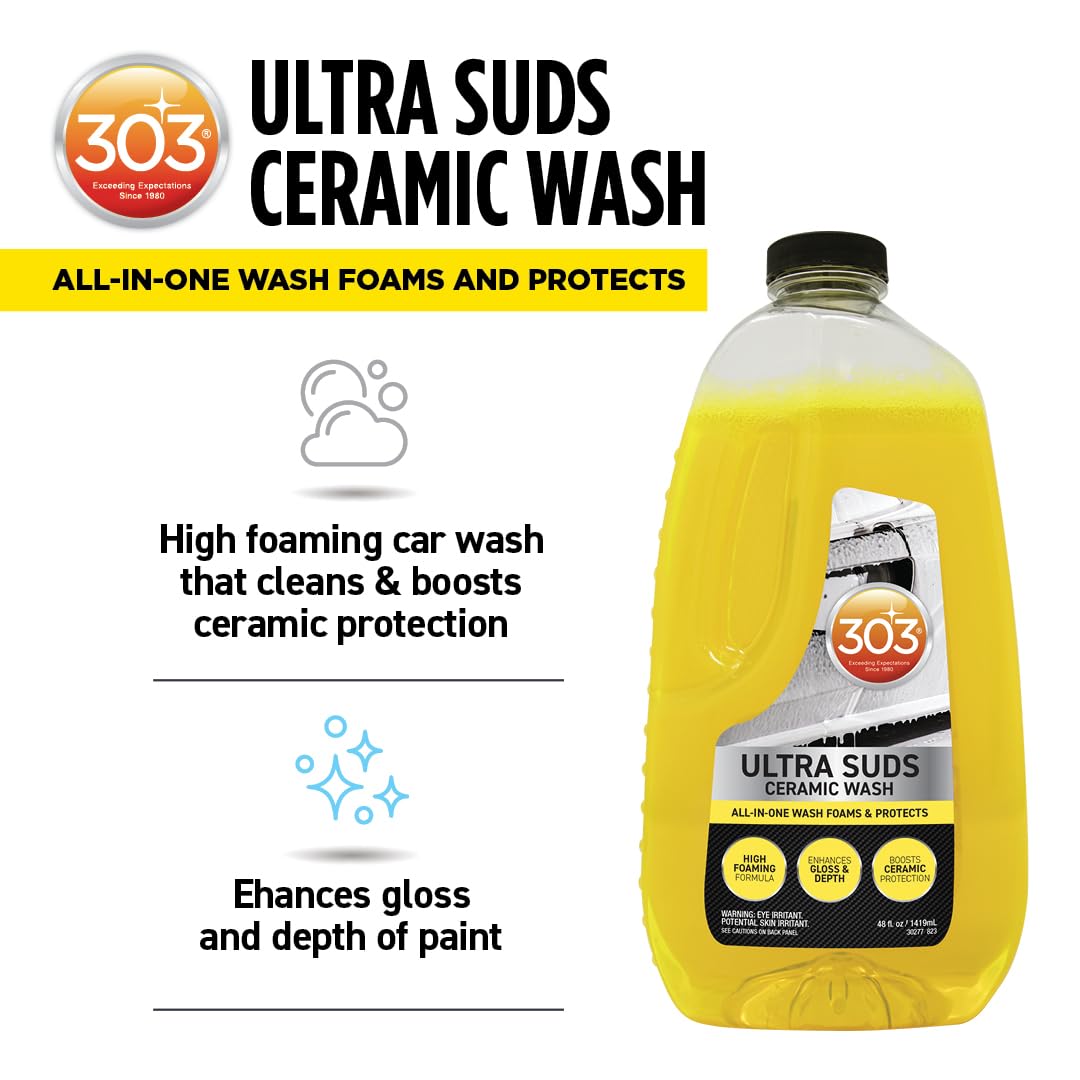 Ultra Suds 303 Products Ceramic Car Wash Soap – Ceramic Coating for Cars with Foaming Formula, Enhanced Gloss & Shine Protectant, 48 fl. oz. (30277)