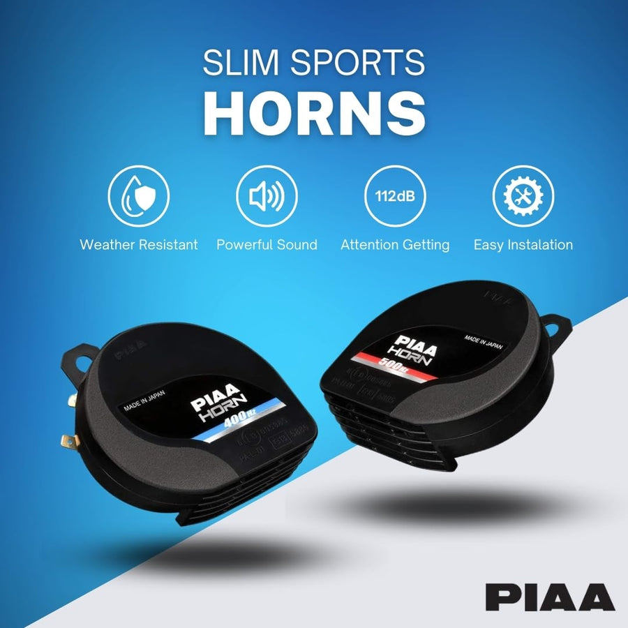Piaa Slim Line 85114 112Db 400Hz and 500Hz Twin Tone Sports Horn Kit for All Vehicles, Black